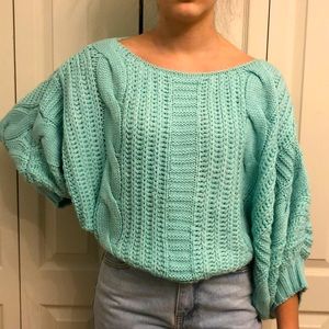 LUMIÈRE turquoise scoop neck sweater